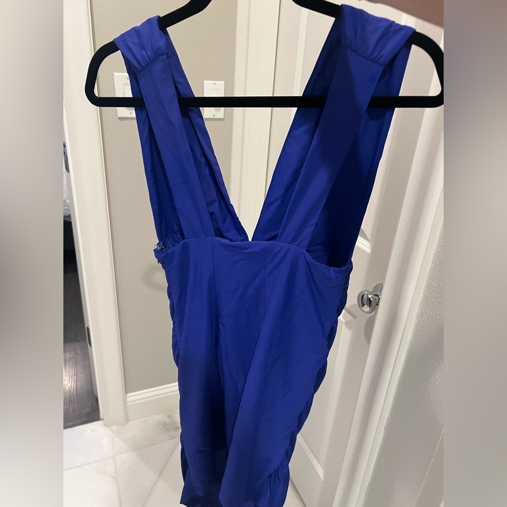 Blue Ruched Party Dress - Picture 4 of 5